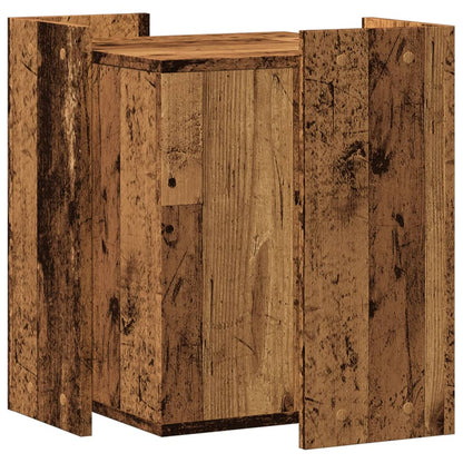 Kattenbakkast 42x42x51 cm bewerkt hout oud houtkleurig