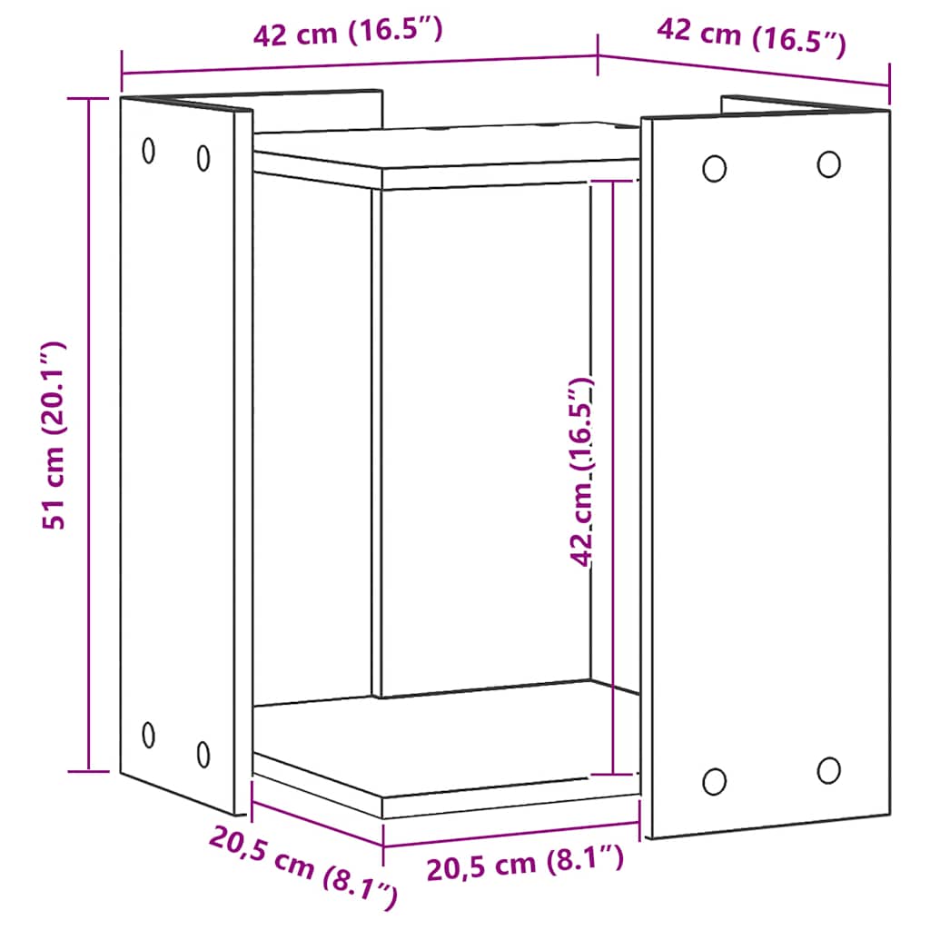 Kattenbakkast 42x42x51 cm bewerkt hout artisanaal eikenkleurig