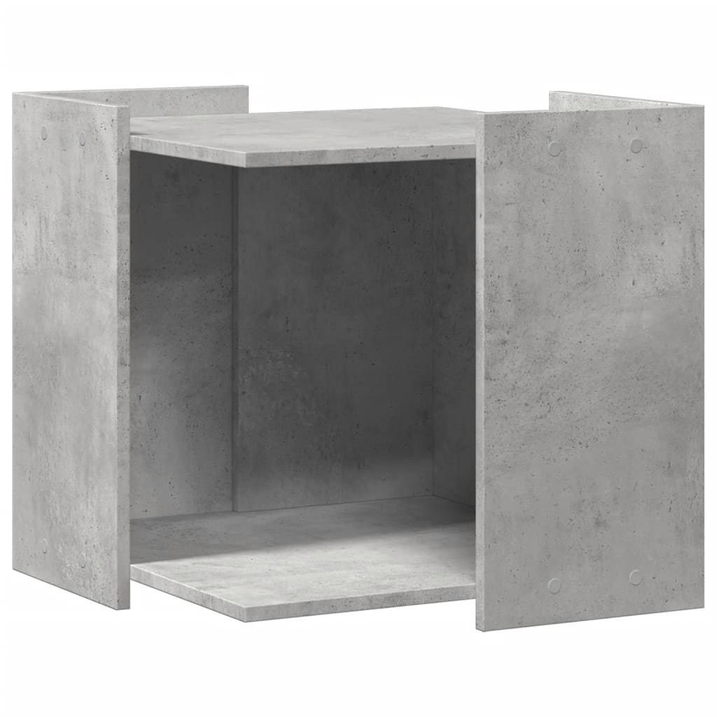 Cat litter box 53x53x51 cm processed wood concrete gray
