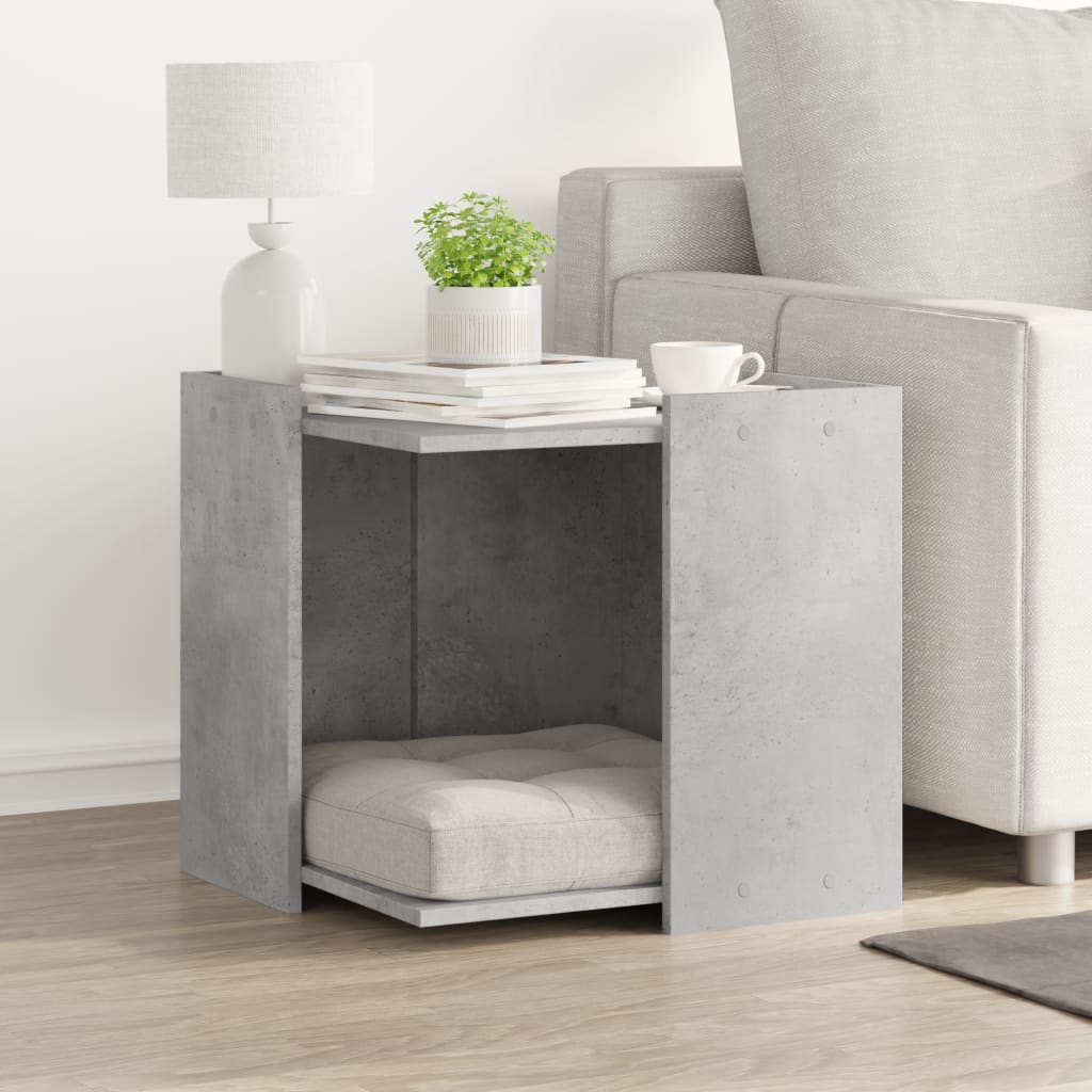 Cat litter box 53x53x51 cm processed wood concrete gray