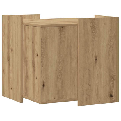 Kattenbakkast 53x53x51 cm bewerkt hout artisanaal eikenkleurig