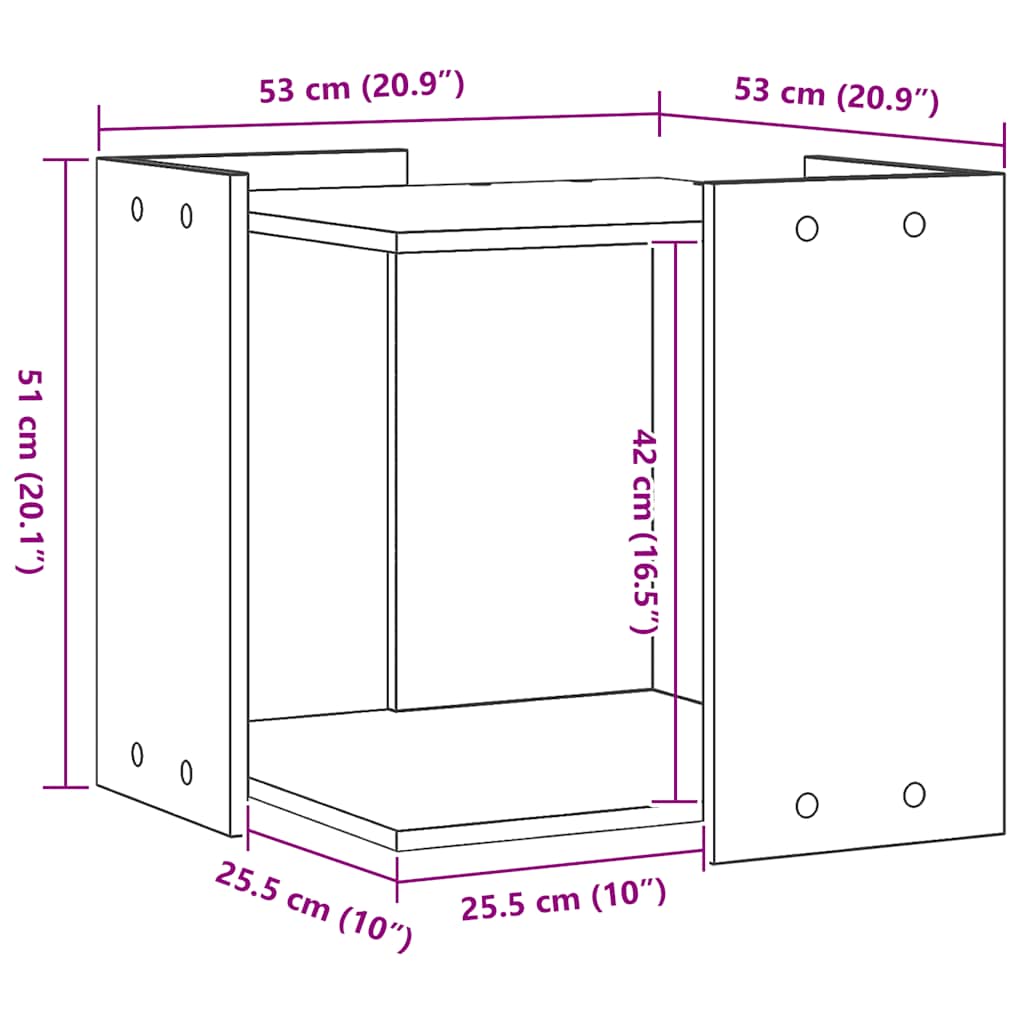 Kattenbakkast 53x53x51 cm bewerkt hout artisanaal eikenkleurig