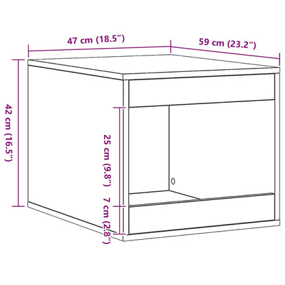 Kattenbakkast 47x59x42 cm bewerkt hout artisanaal eikenkleurig
