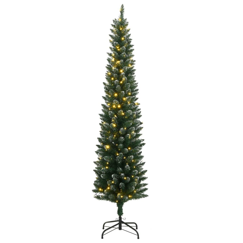 Narrow artificial Christmas tree with 300 LEDs 180 cm