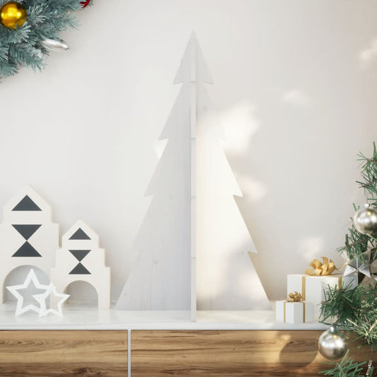 Christmas decoration Christmas tree 80 cm solid pine wood white