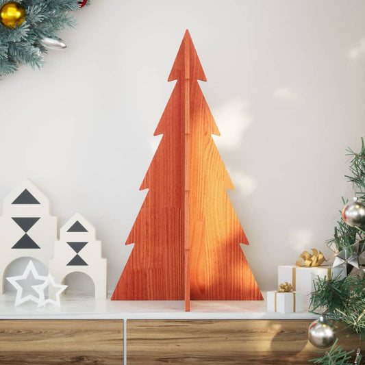 Christmas decoration Christmas tree 80 cm solid pine wood wax brown