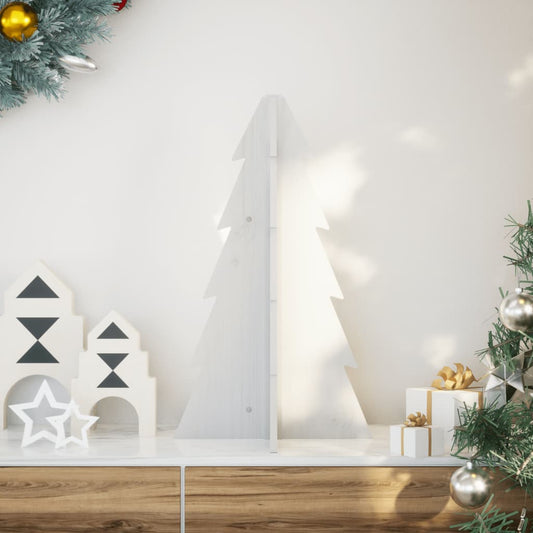 Christmas decoration Christmas tree 69.5 cm solid pine wood white