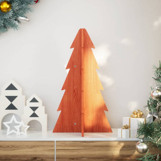 Christmas decoration Christmas tree 69.5 cm solid pine wood wax brown