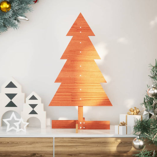 Christmas decoration Christmas tree 80 cm solid pine wood wax brown
