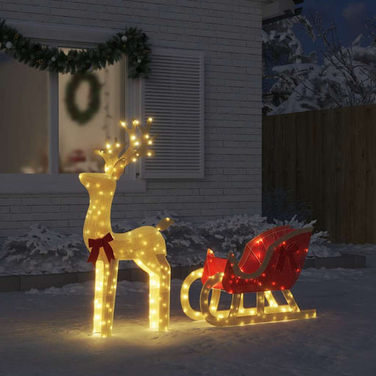 Christmas decoration reindeer and sleigh 100 LEDs warm white