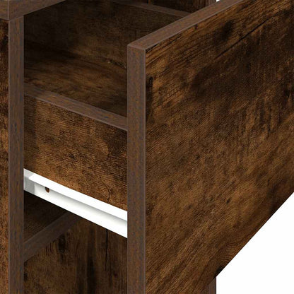 Computer tower stand with drawer 30x44x74 cm smoked oak color
