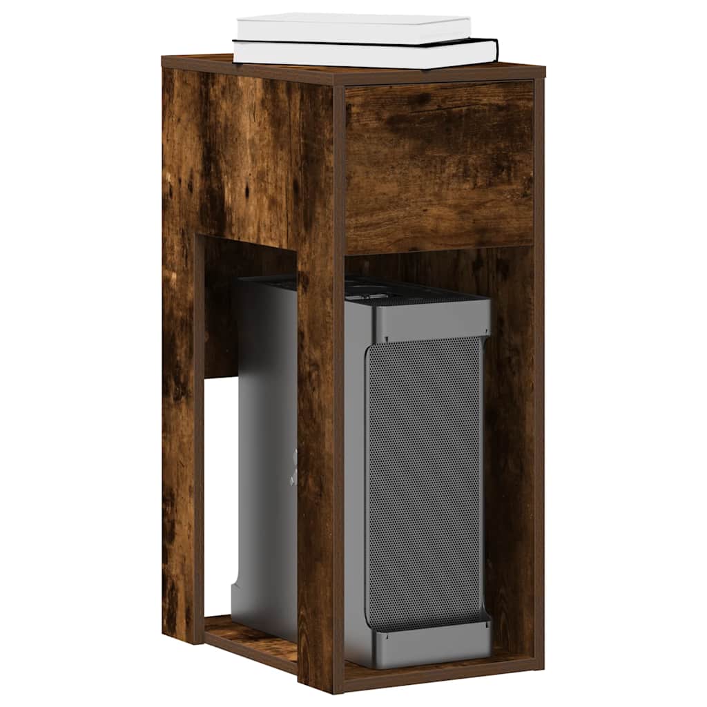 Computer tower stand with drawer 30x44x74 cm smoked oak color
