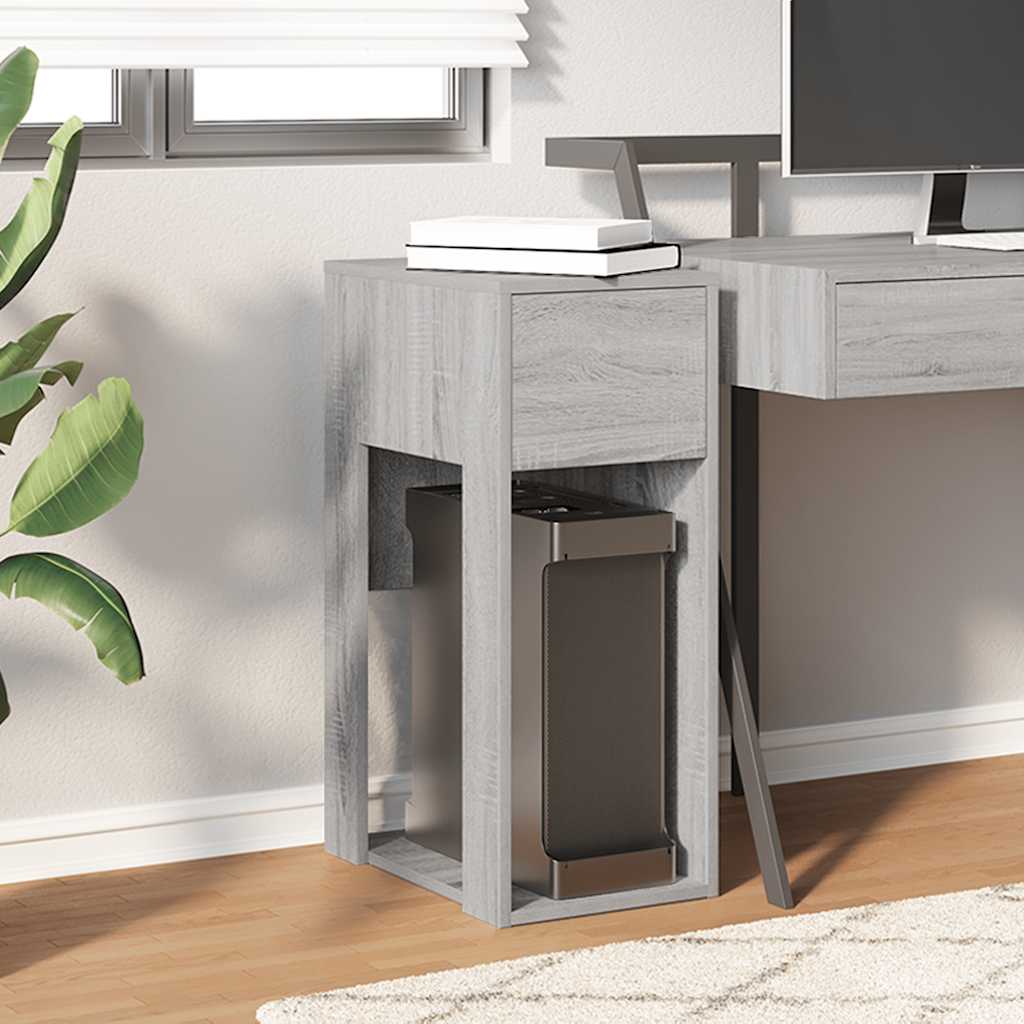 Computer tower stand with drawer 30x44x74 cm gray sonoma oak