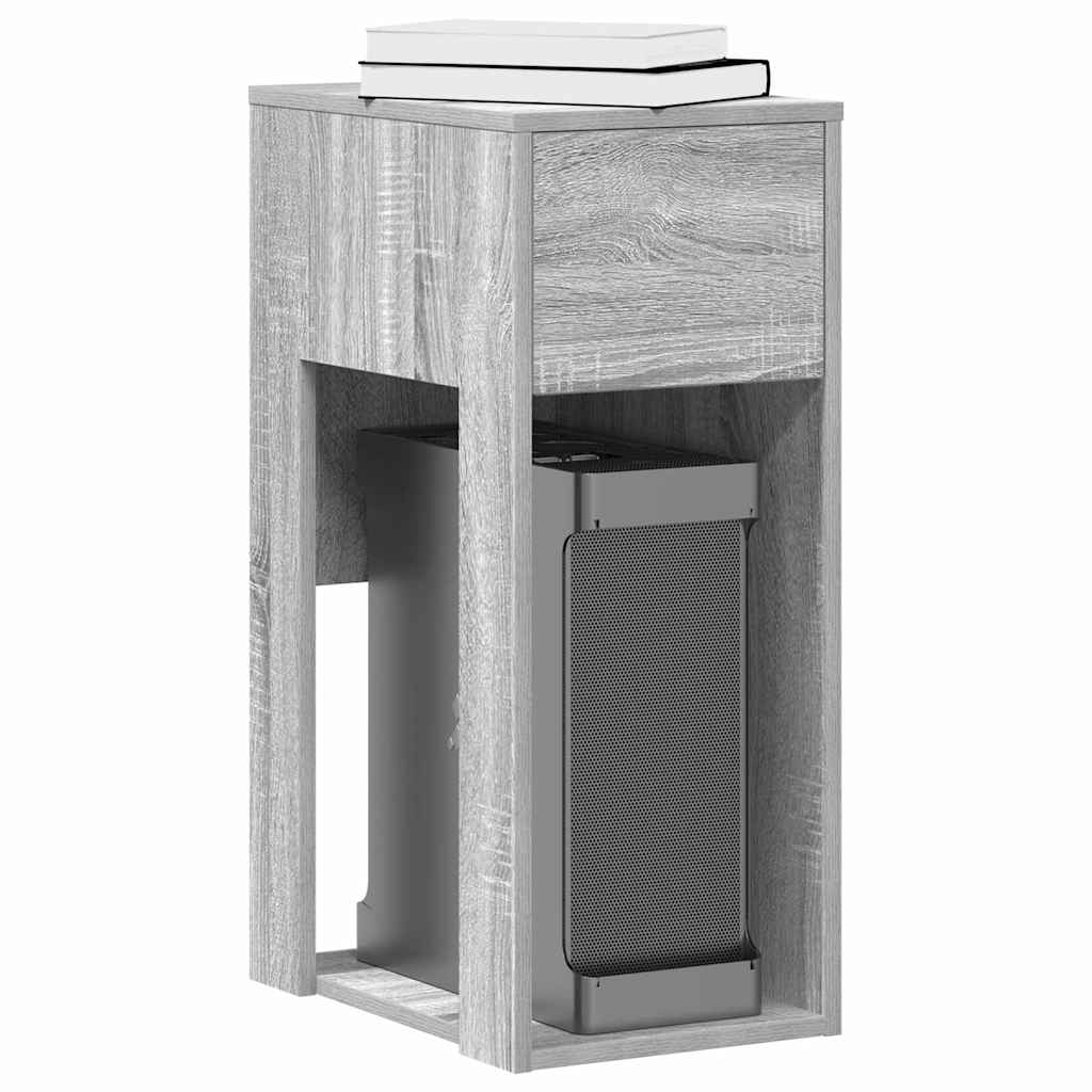 Computer tower stand with drawer 30x44x74 cm gray sonoma oak