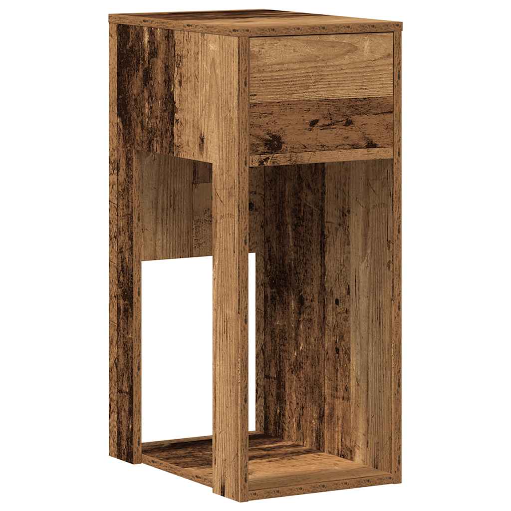 Computer tower stand with drawer 30x44x74 cm old wood color