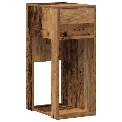 Computer tower stand with drawer 30x44x74 cm old wood color