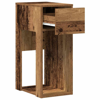 Computer tower stand with drawer 30x44x74 cm old wood color