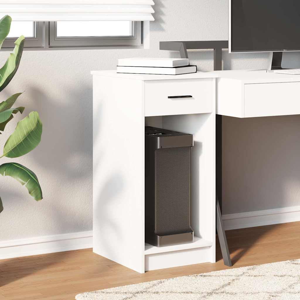 Computer tower stand with drawer 35x45x77 cm white