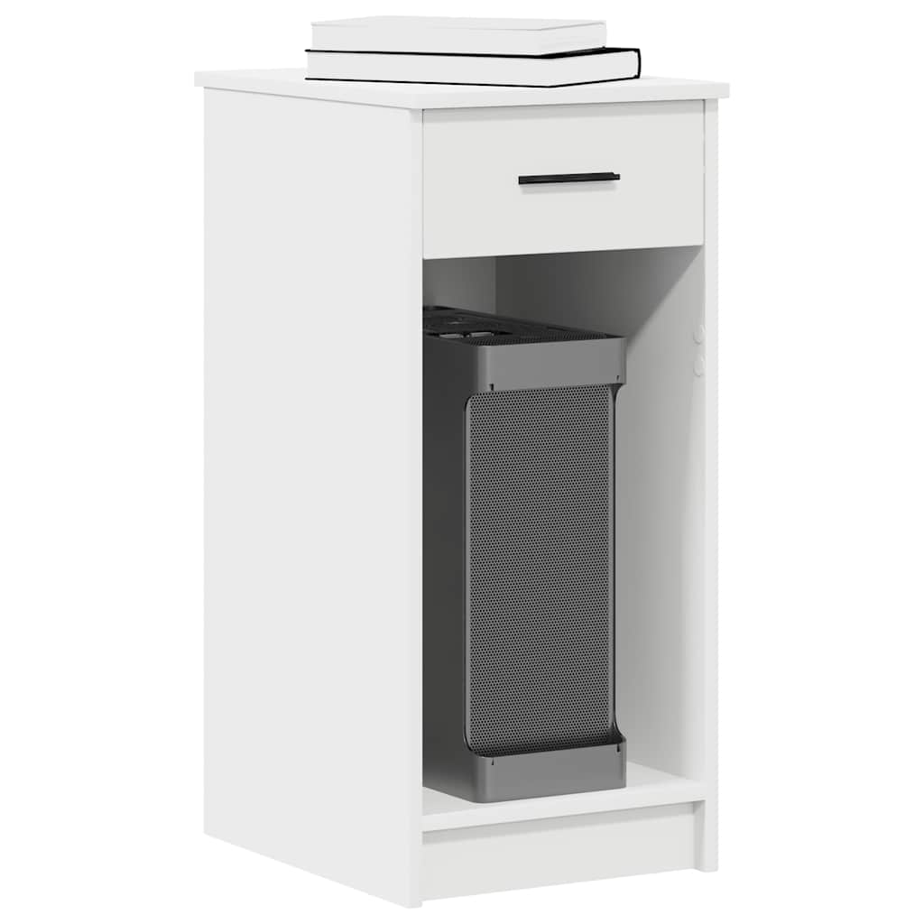 Computer tower stand with drawer 35x45x77 cm white