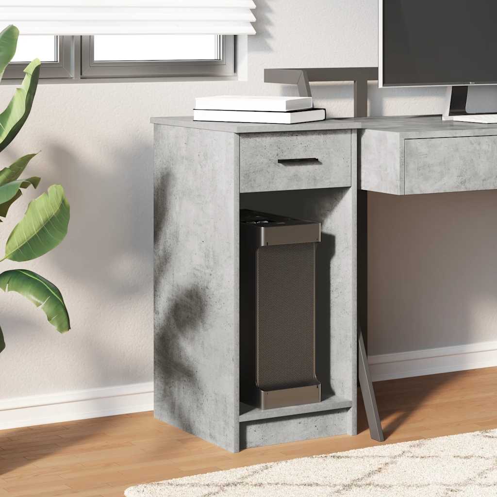Computer tower stand with drawer 35x45x77 cm concrete gray