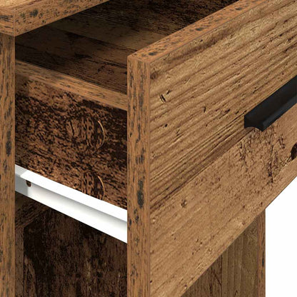 Computer tower stand with drawer 35x45x77 cm old wood color