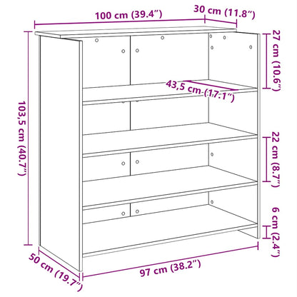 Receptiebalie wit 100x50x103,5 cm bewerkt hout