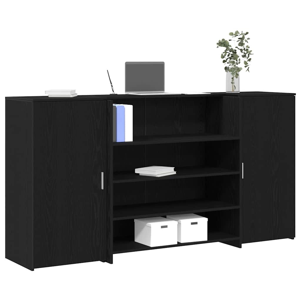 Receptiebalie zwart eiken 200x50x103,5 cm bewerkt hout