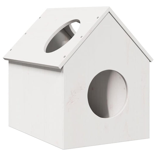 Cat house 41x50x50 cm solid pine wood white