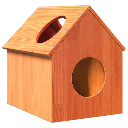 Cat house 41x50x50 cm solid pine wood wax brown