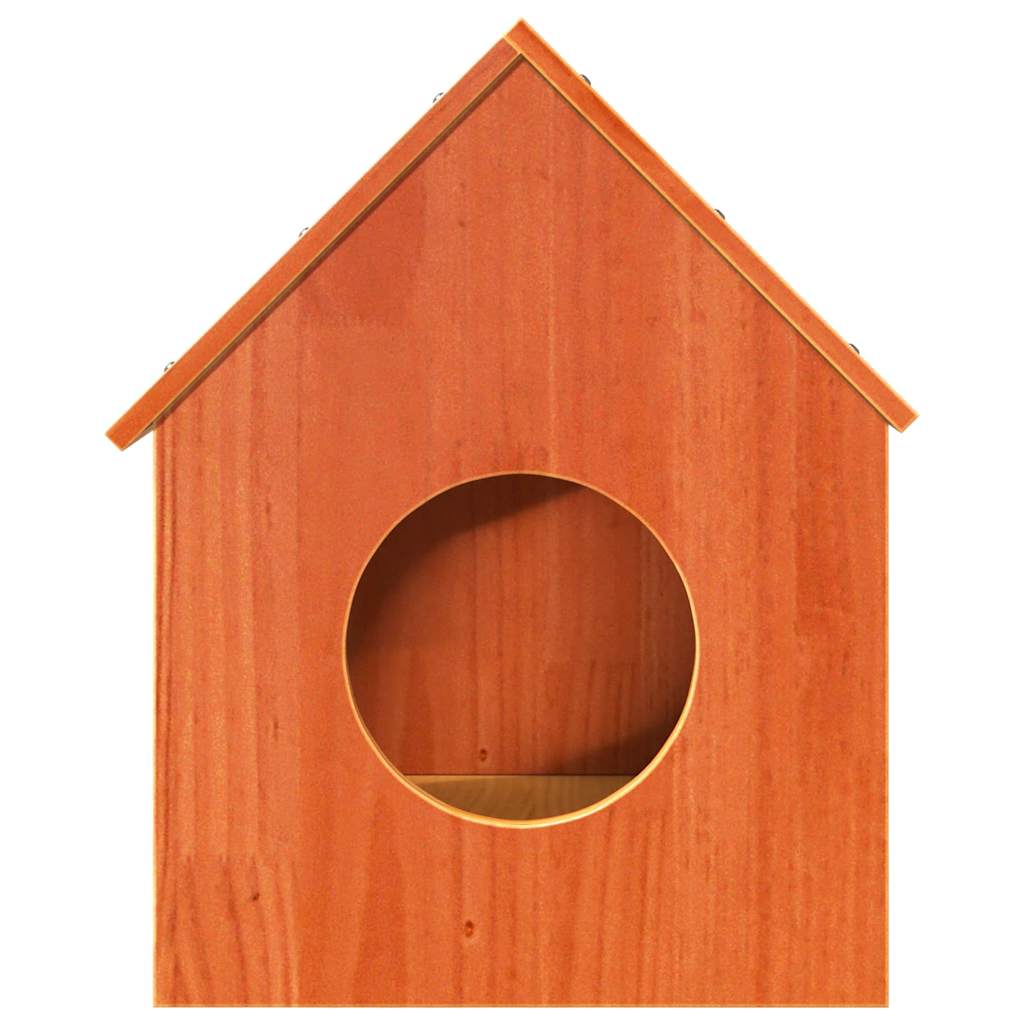 Cat house 41x50x50 cm solid pine wood wax brown