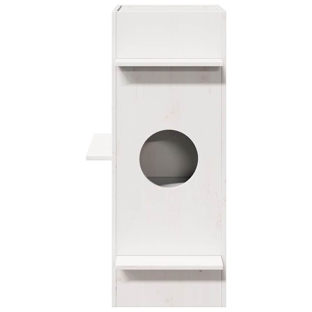 Cat house 43x43x90 cm solid pine wood white