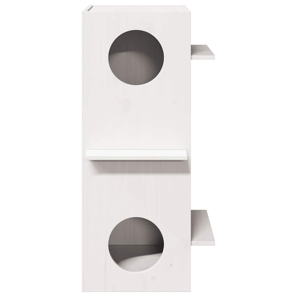 Cat house 43x43x90 cm solid pine wood white