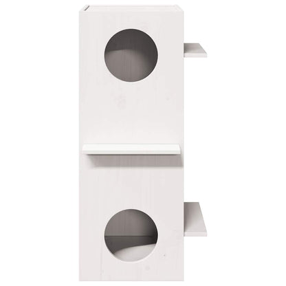 Cat house 43x43x90 cm solid pine wood white