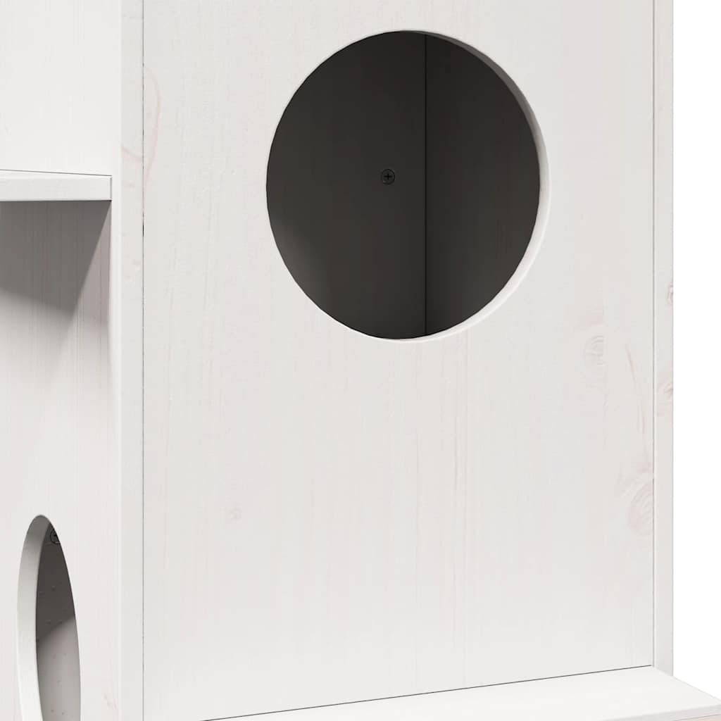 Cat house 43x43x90 cm solid pine wood white
