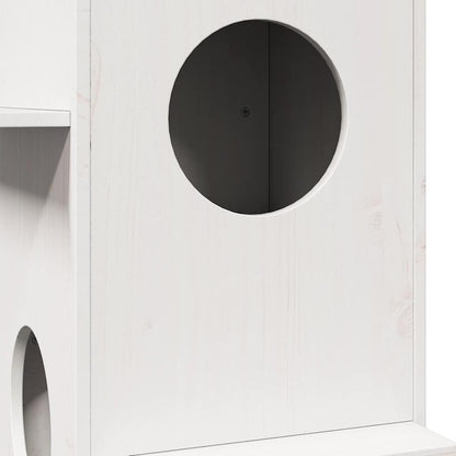 Cat house 43x43x90 cm solid pine wood white