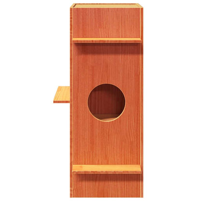 Cat house 43x43x90 cm solid pine wood wax brown