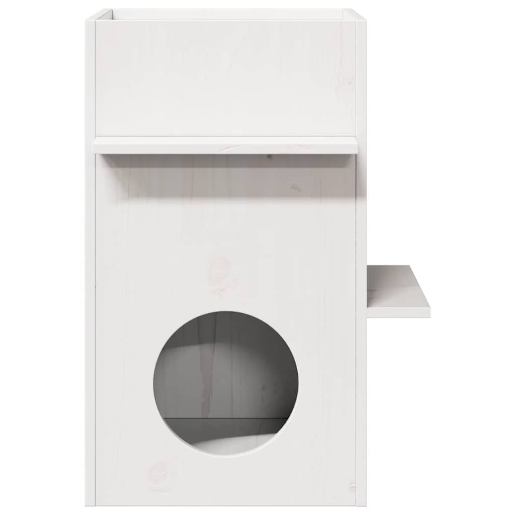 Cat house 43x43x60 cm solid pine wood white