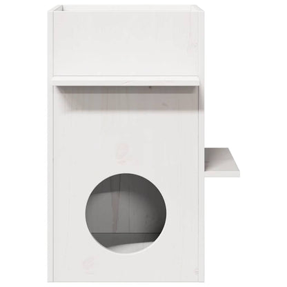 Cat house 43x43x60 cm solid pine wood white