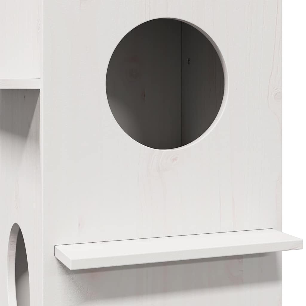 Cat house 43x43x60 cm solid pine wood white