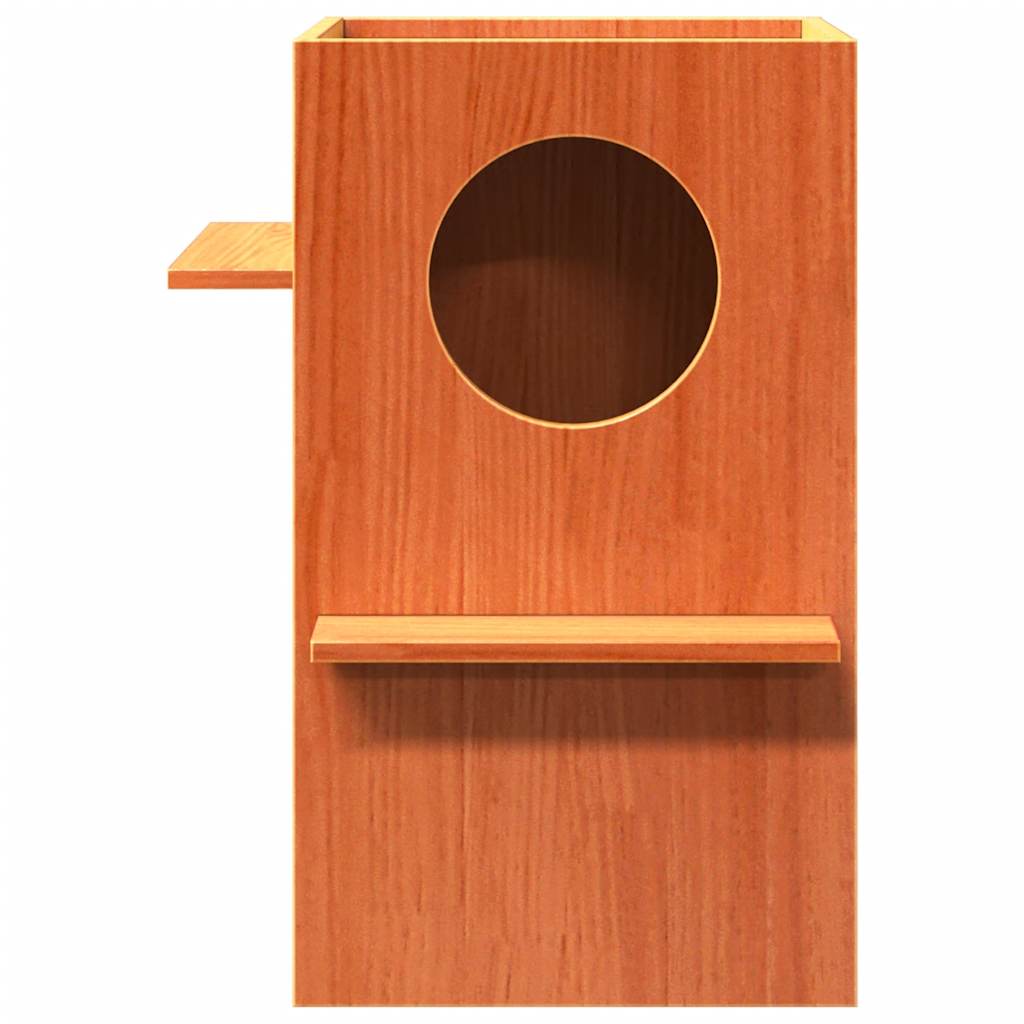 Cat house 43x43x60 cm solid pine wood wax brown