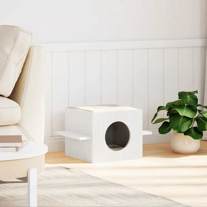 Cat house 51x35x30 cm solid pine wood white