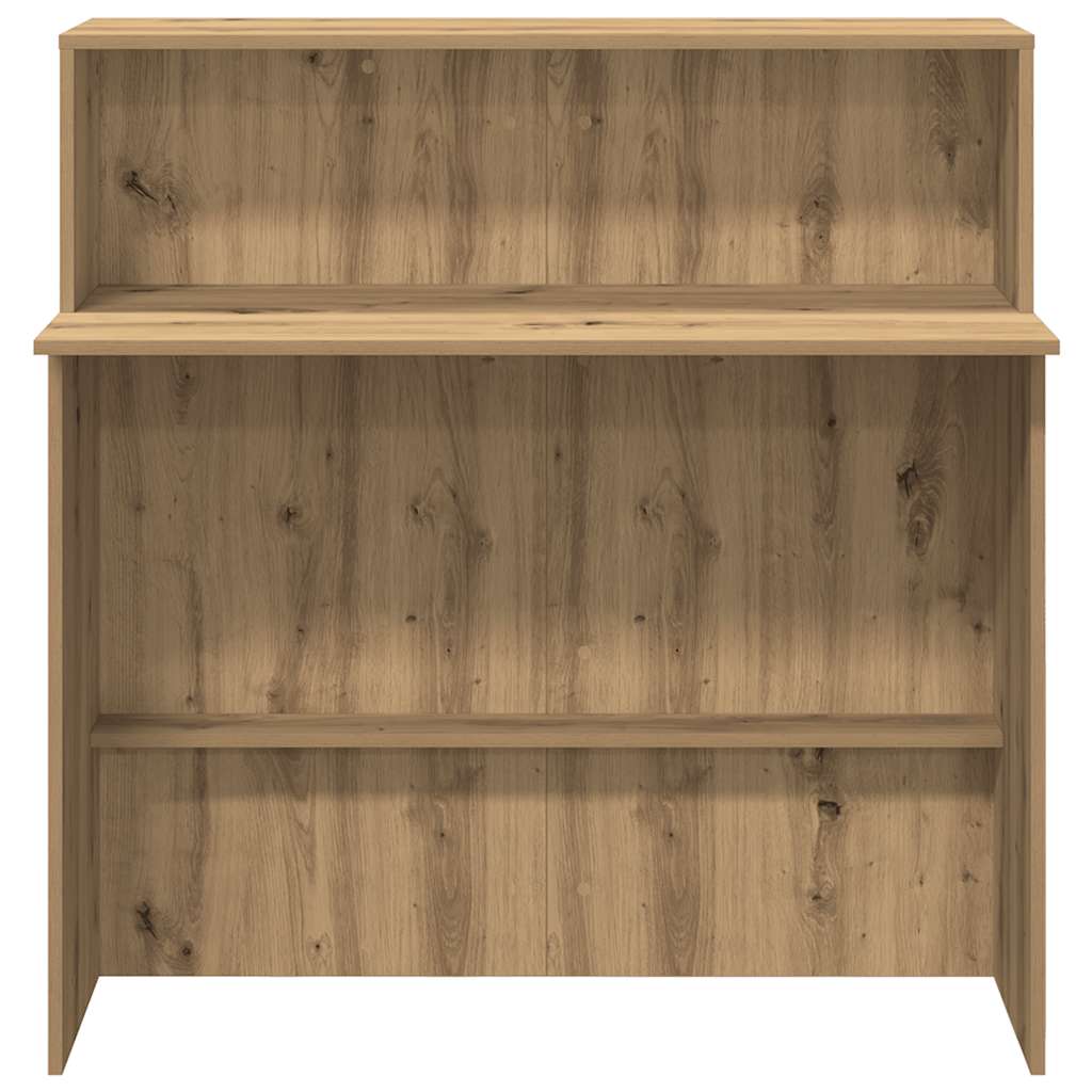 Receptiebalie 100x50x103,5cm bewerkt hout artisanaal eikenkleur