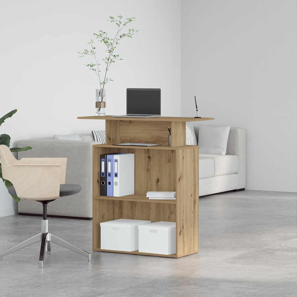 Receptiebalie 100x40x104 cm bewerkt hout artisanaal eikenkleur