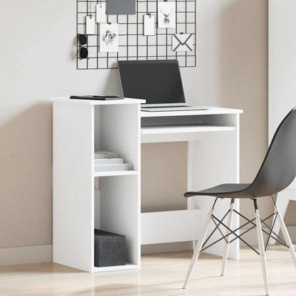 Desk with shelves 84x40x78 cm processed wood white
