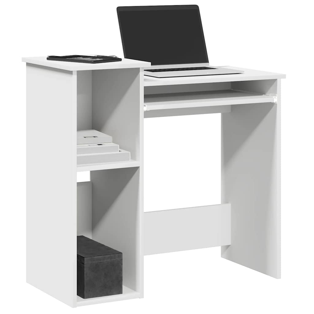 Desk with shelves 84x40x78 cm processed wood white