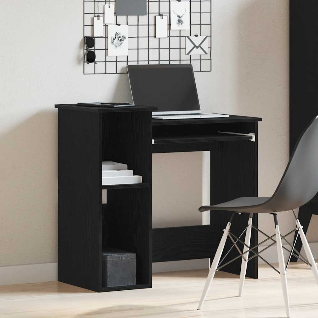 Desk with shelves 84x40x78 cm processed wood black
