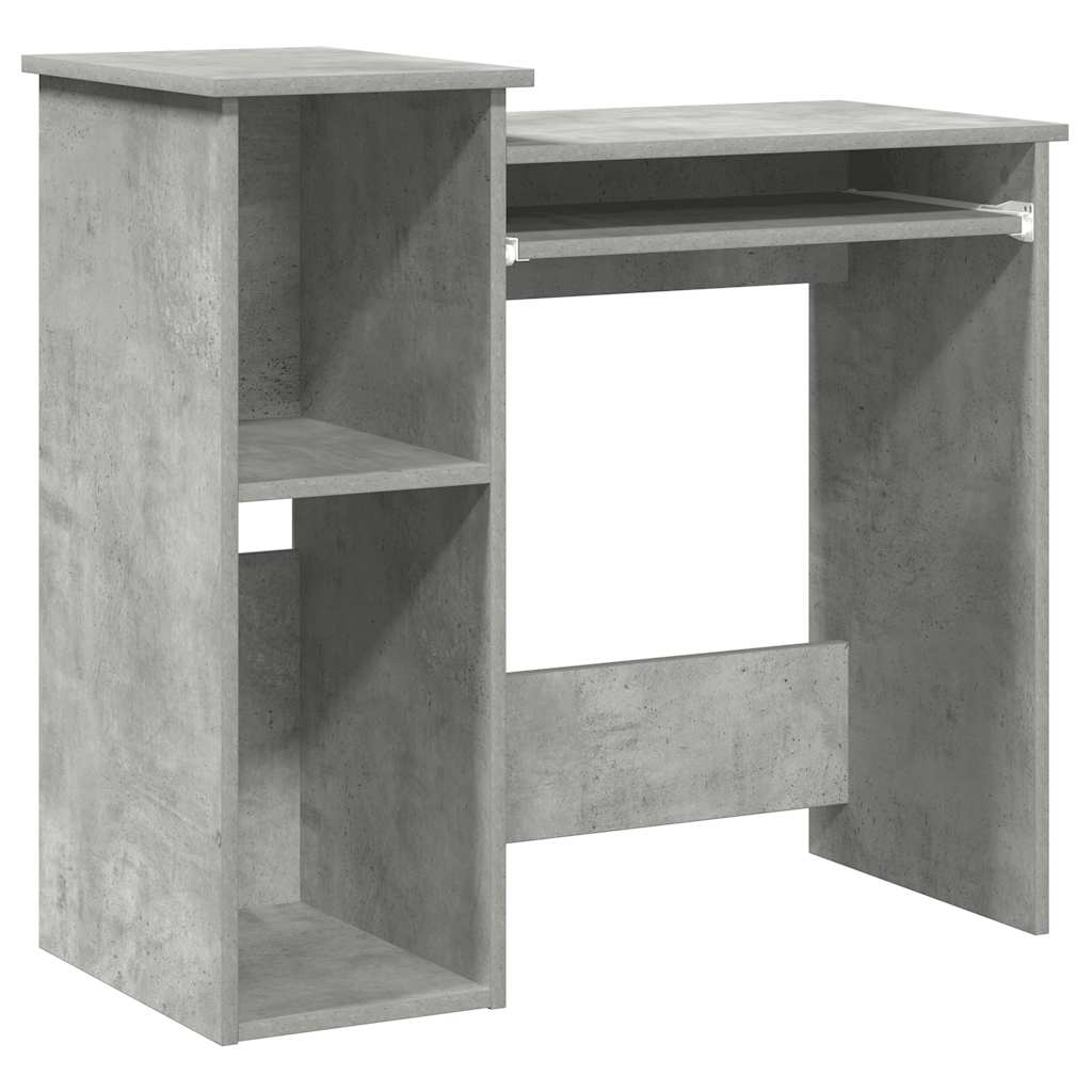 Desk with shelves 84x40x78 cm processed wood concrete gray