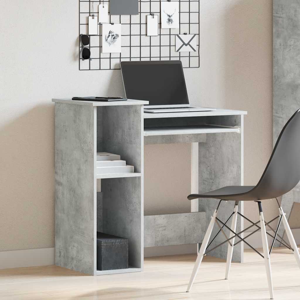 Desk with shelves 84x40x78 cm processed wood concrete gray