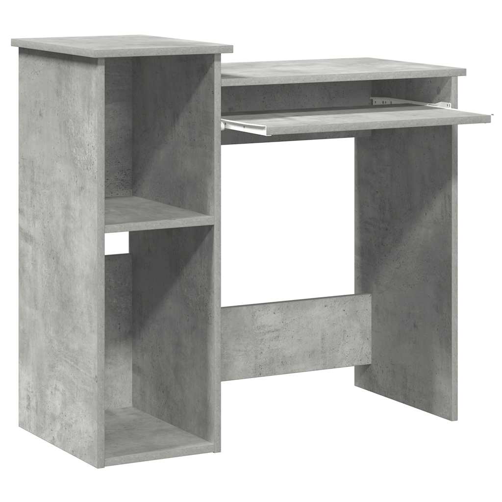 Desk with shelves 84x40x78 cm processed wood concrete gray