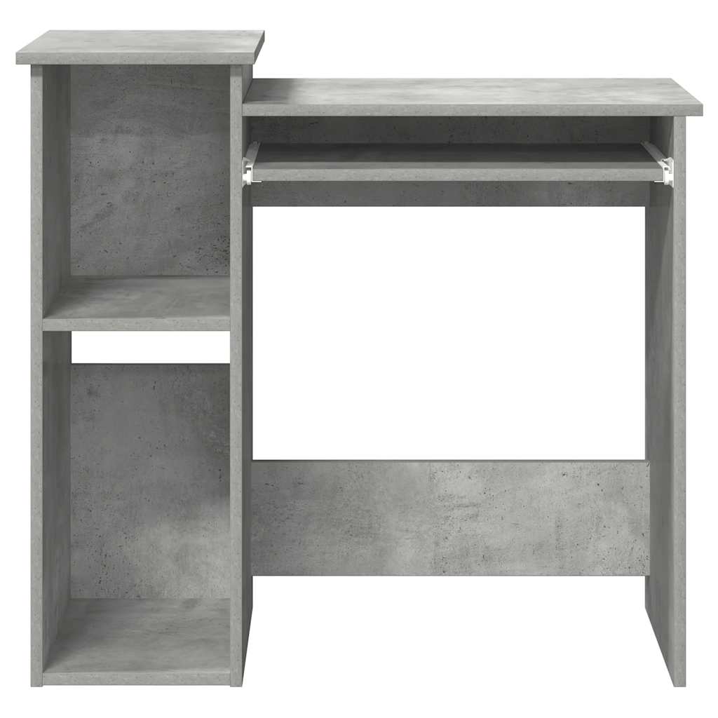 Desk with shelves 84x40x78 cm processed wood concrete gray